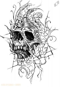 rysunek projekt tatuażu czaszka